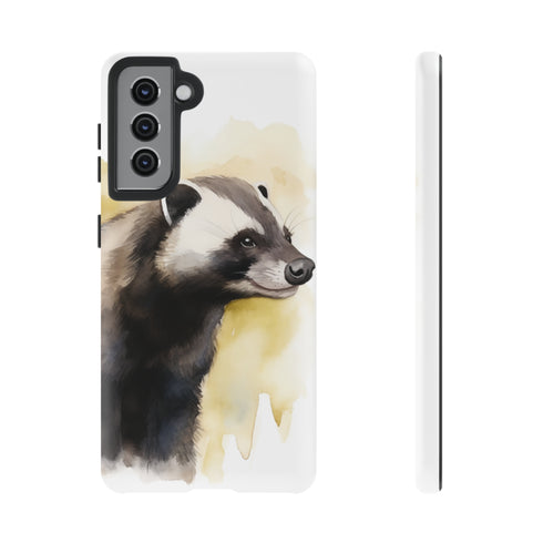 Badger on a Yellow Background - Impact Resistant Phone Case Samsung Galaxy S21 Matte